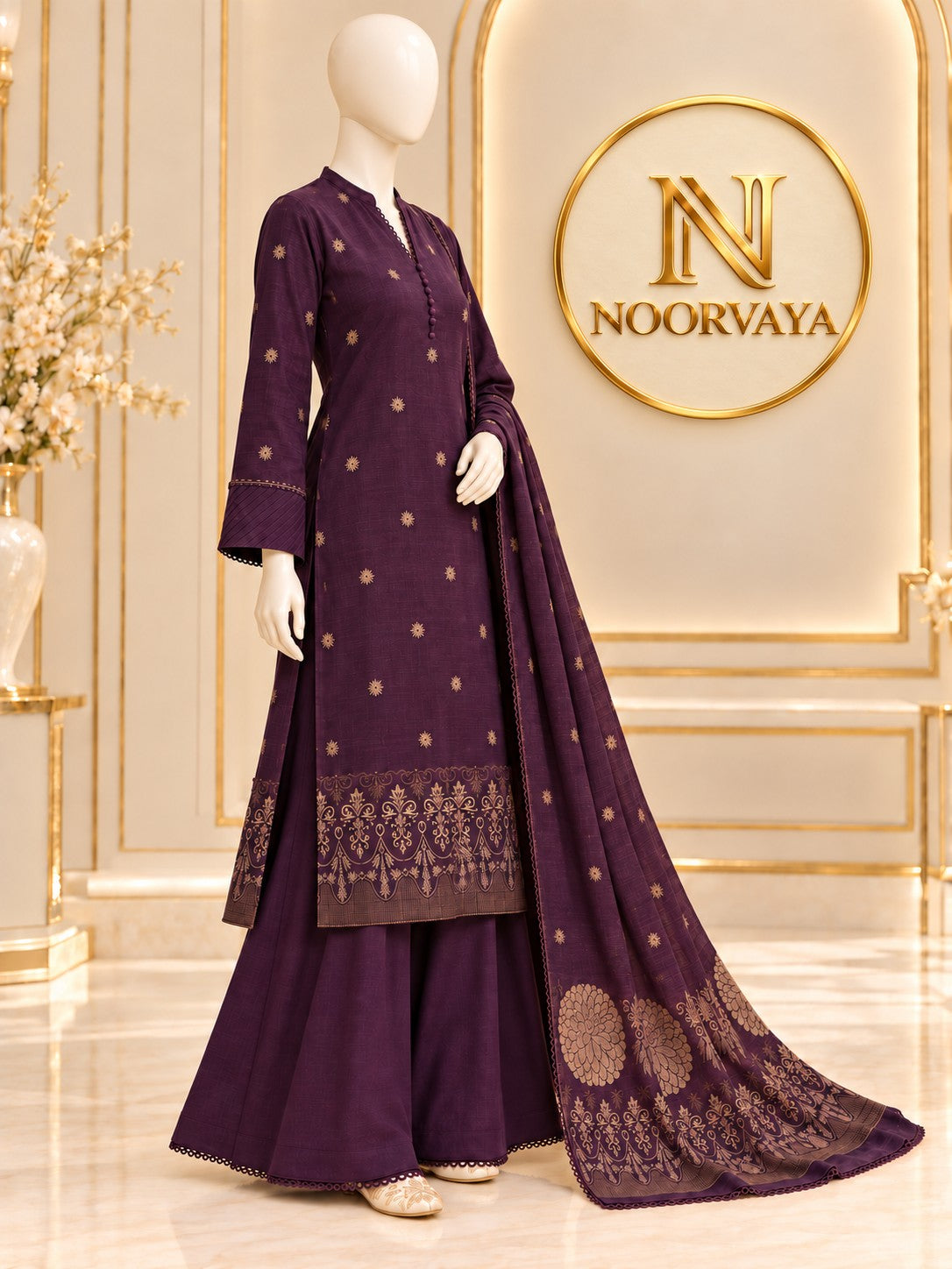Deep Purple 3-Piece Printed Suit - side view