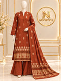 Rust Gold 3-Piece Printed Suit - front view