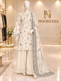 Ivory Botanical 3-Piece Printed Suit - front view