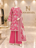 Fuchsia Floral 3-Piece Printed Suit - front view
