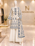Ivory Indigo 3-Piece Printed Lawn Suit - front view