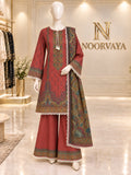 Rust Paisley 3-Piece Printed Lawn Suit - front view