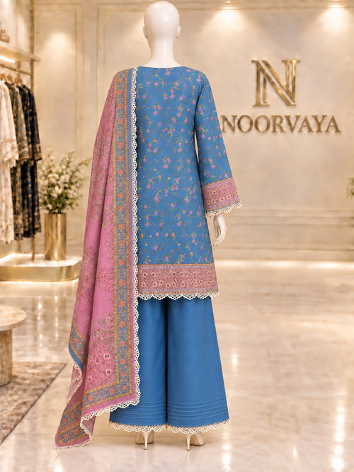 Blue Rose 3-Piece Printed Lawn Suit - back view