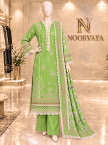 Lime Botanical 3-Piece Printed Suit - front view