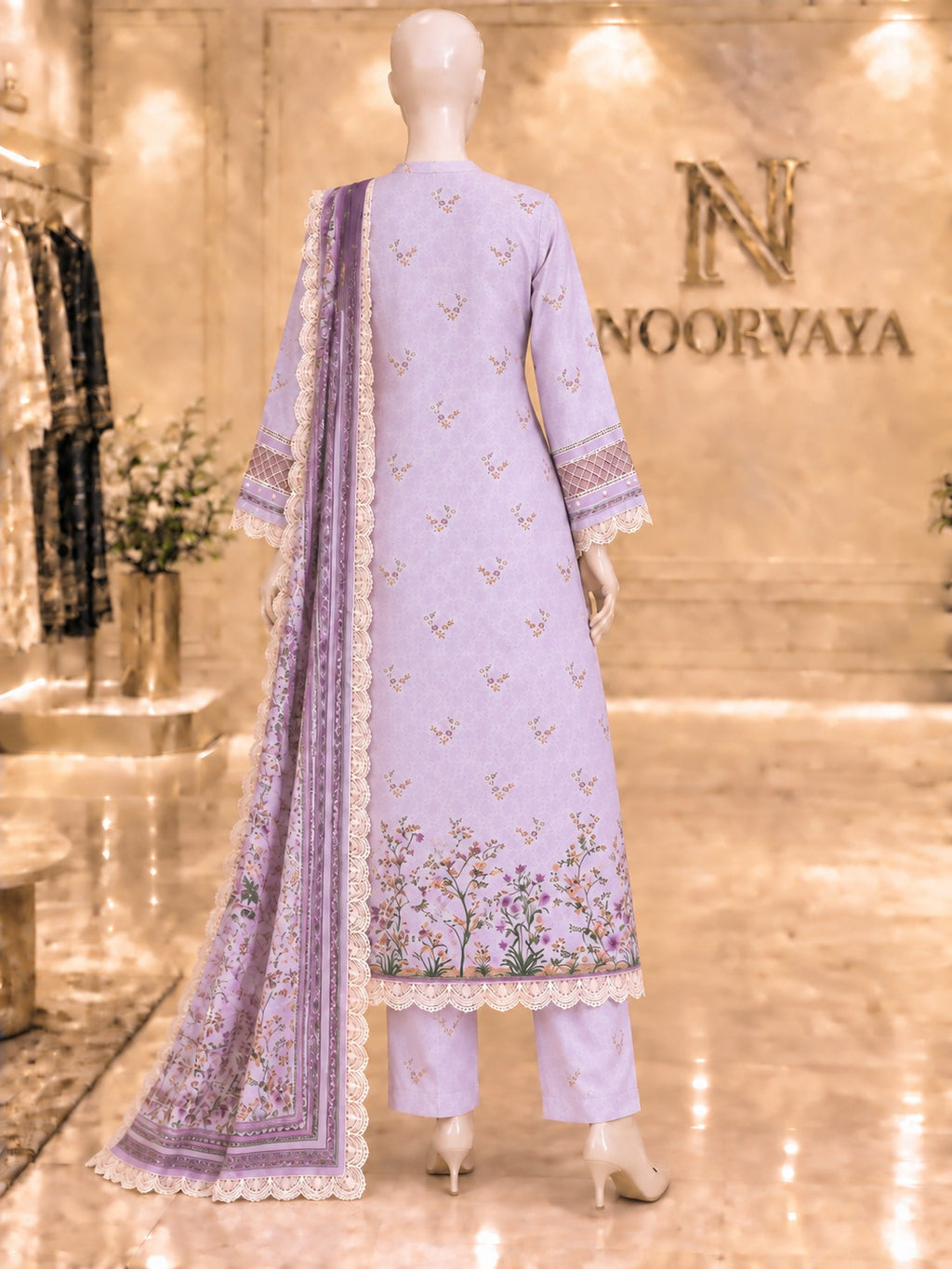 Lavender Meadow 3-Piece Printed Suit - back view