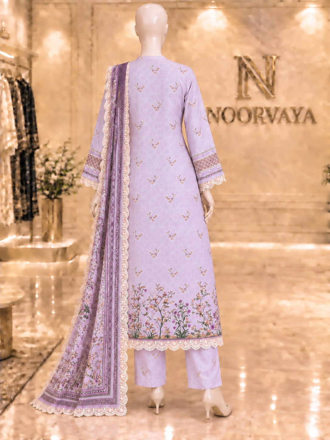 Lavender Meadow 3-Piece Printed Suit - back view