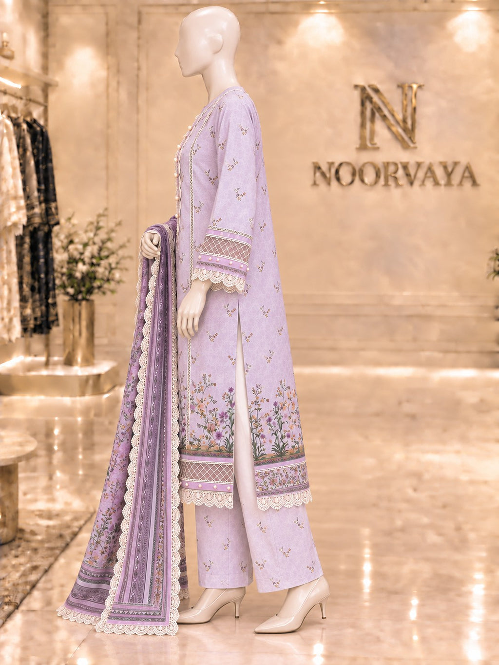 Lavender Meadow 3-Piece Printed Suit - left view