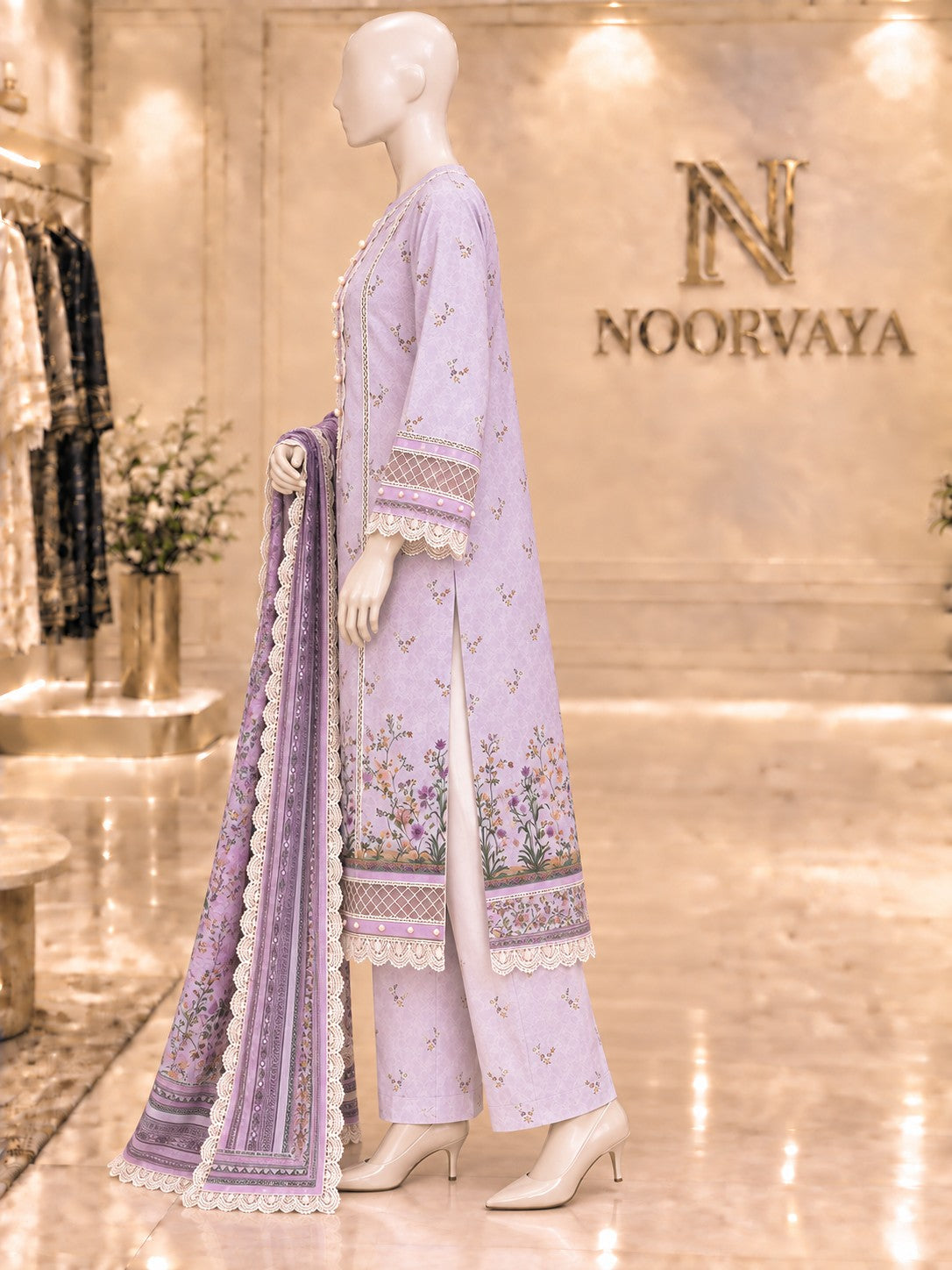 Lavender Meadow 3-Piece Printed Suit - left view
