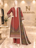 Rust Paisley 3-Piece Printed Lawn Suit - front view
