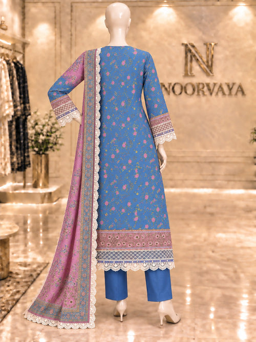 Blue Rose 3-Piece Printed Suit - back view