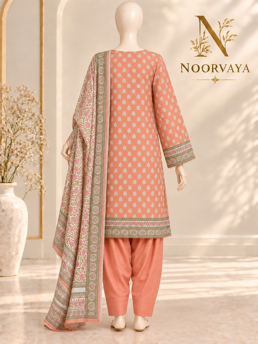 Coral Garden 3-Piece Printed Suit - back view