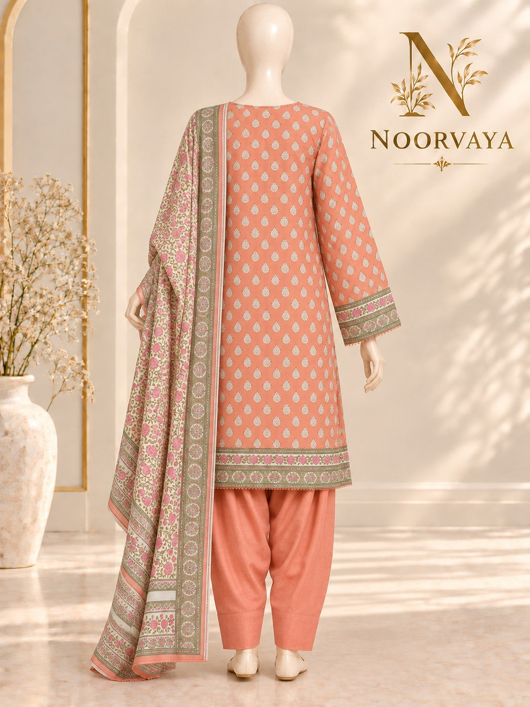 Coral Garden 3-Piece Printed Suit - back view