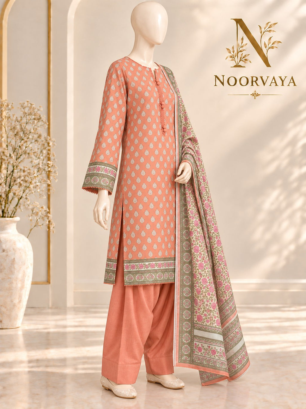 Coral Garden 3-Piece Printed Suit - left view