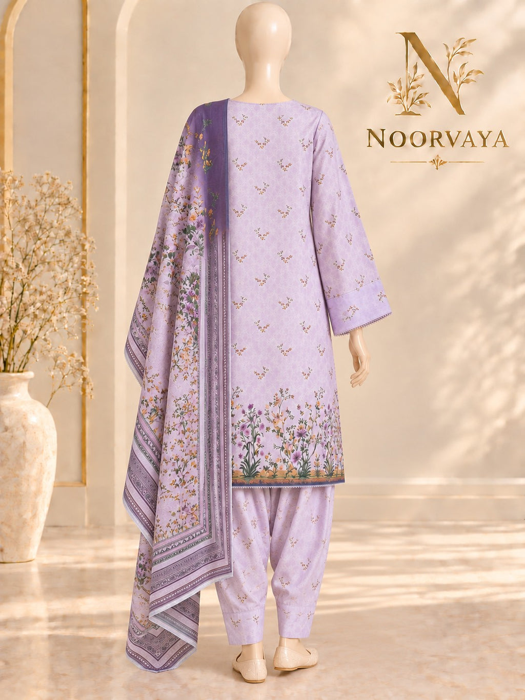 Lavender Meadow 3-Piece Printed Suit - back view