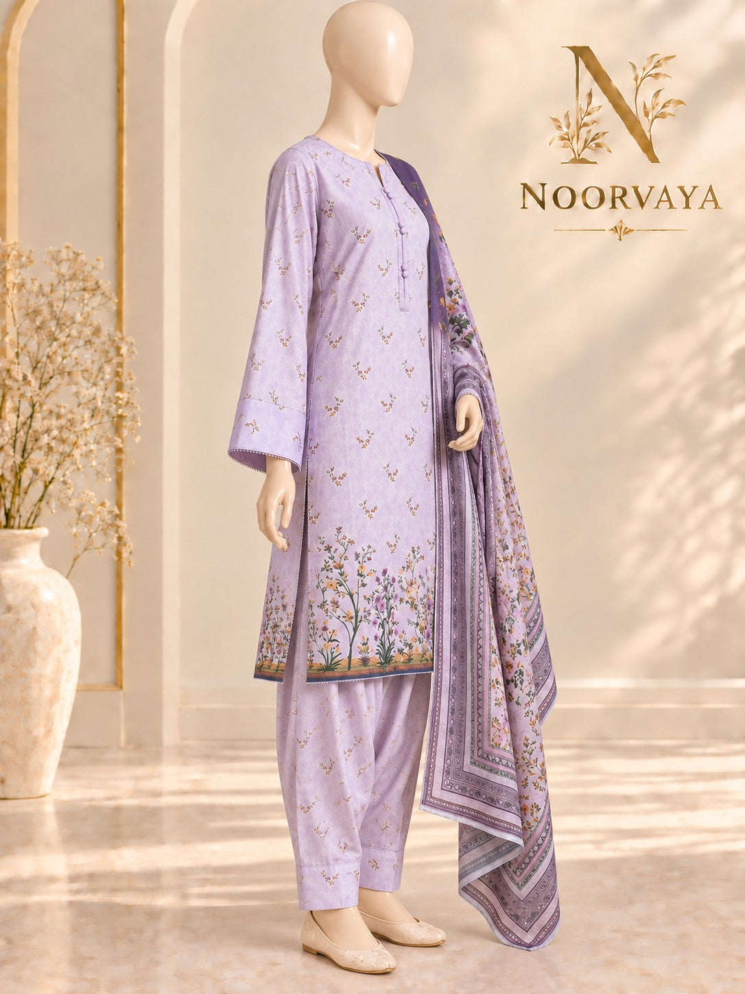 Lavender Meadow 3-Piece Printed Suit - left view
