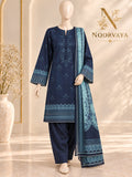 Midnight Aqua 3-Piece Printed Lawn Suit - front final view