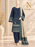 Navy Woodland 3-Piece Printed Lawn Suit - front final view