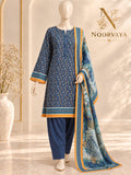 Navy Ochre 3-Piece Printed Suit - front final view