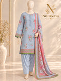 Pale Blue Coral 3-Piece Printed Suit - front final view